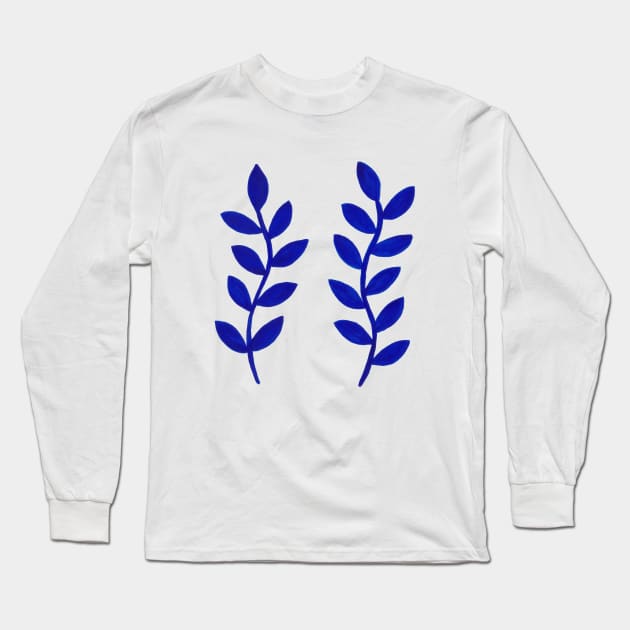 Blue Gouache Stem Duo Long Sleeve T-Shirt by sallycummingsdesigns